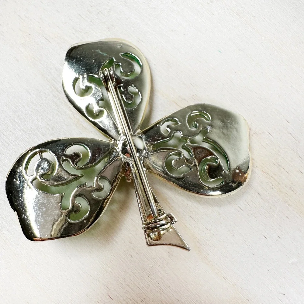 St Patricks Day Brooch Set of 2 Clover Shamrock‎ Hat Avon Pin Patty's